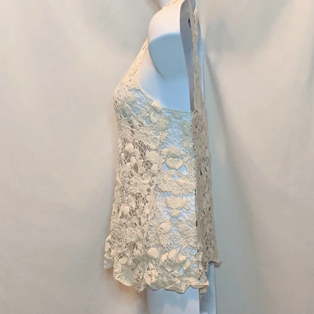 Buzz Racerback Lace Tank Top Cream - Picture 2 of 8